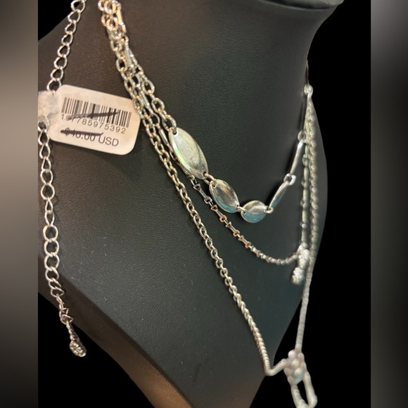 Free People Silver Toned Layered Necklace NWT - Picture 3 of 7